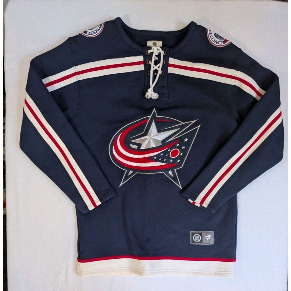 Fanatics Columbus Blue Jackets Hockey Lacer Hoodie Sweatshirt Mens Medium Cannon